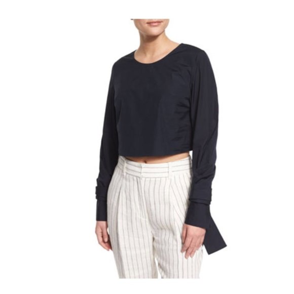 3.1 Phillip Lim Long-Sleeve Cotton Poplin Top Navy, 6 Blue … - Picture 1 of 11